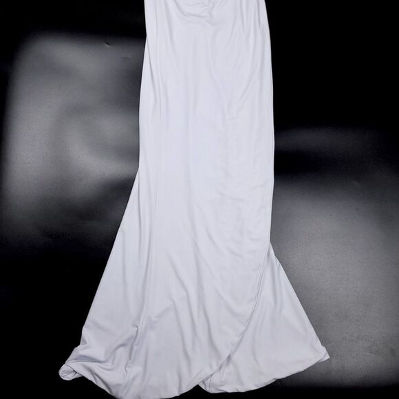 NOOKIE Farrah Long Sleeve Ruched Padded Shoulder Gown Womens Small in White - Picture 7 of 9